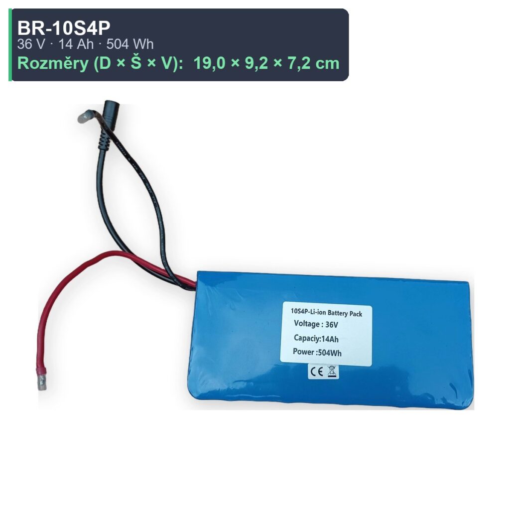 AKUPAK BR-10S4P · 36V 14Ah — rozměry