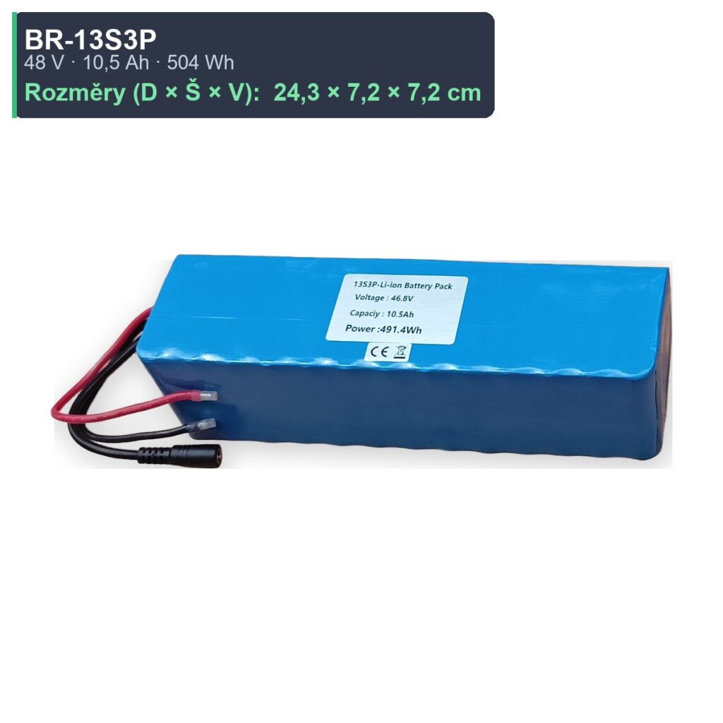 AKUPAK BR-13S3P · 48V 10,5Ah — rozměry
