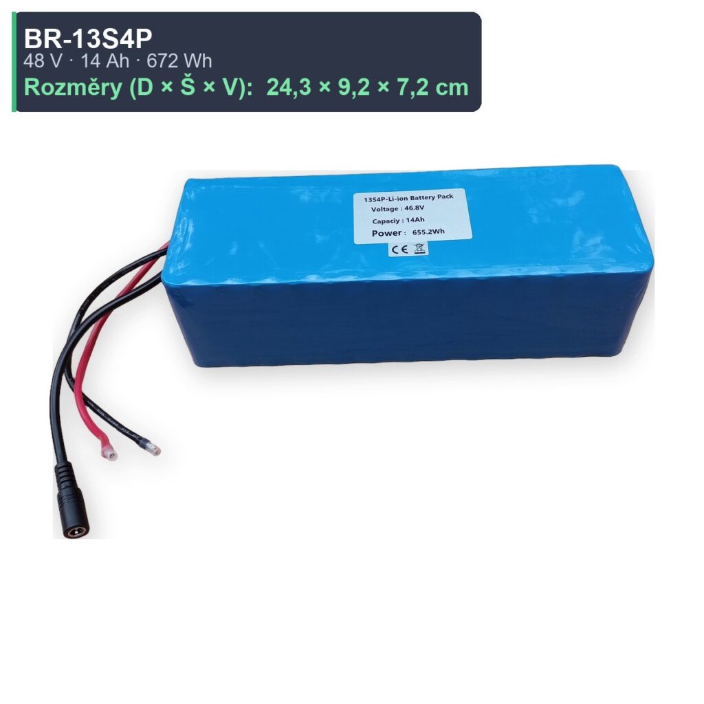 AKUPAK BR-13S4P · 48V 14Ah — rozměry
