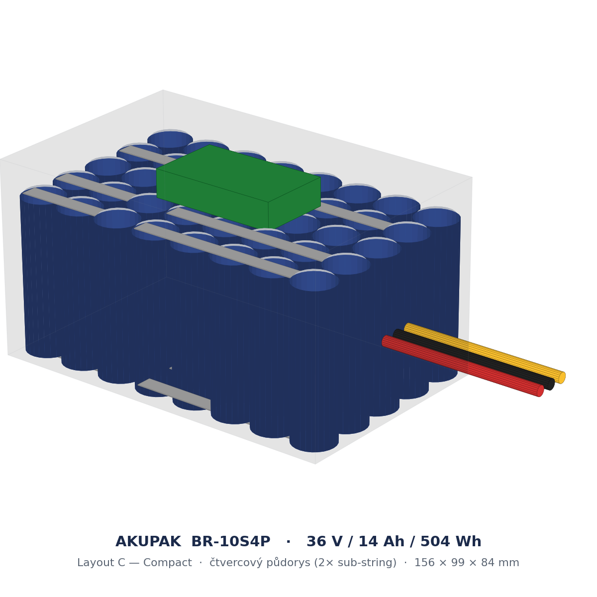 AKUPAK BR-10S4P · 36 V bateriový pack, layout C (Compact)