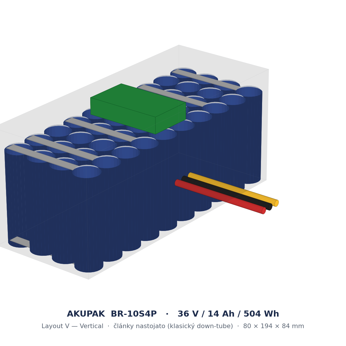 AKUPAK BR-10S4P · 36 V bateriový pack, layout V (Vertical)